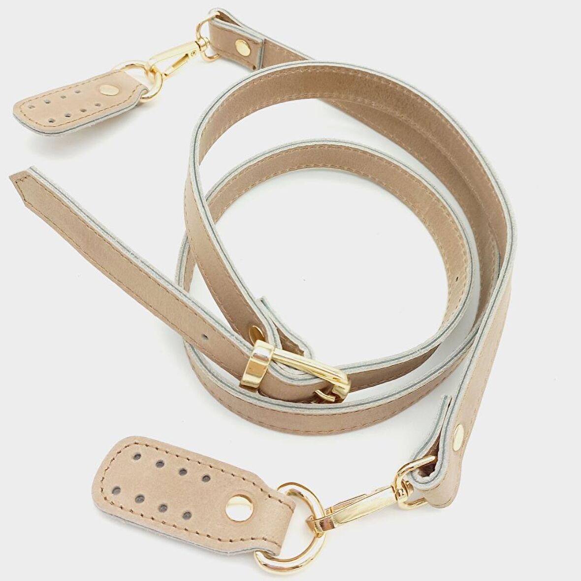 Gerçek Deri Çift Kat Dikişli Uzun Sap Vizon