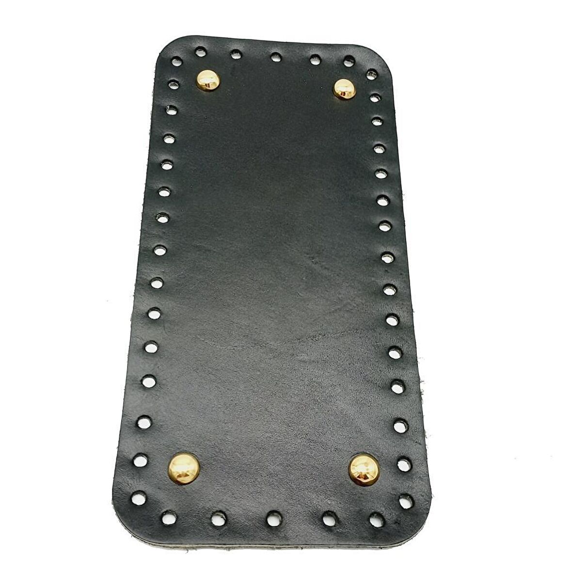 Gerçek Deri Siyah 25X12 cm Dikdörtgen Light Gold Metalli Çanta Tabanı