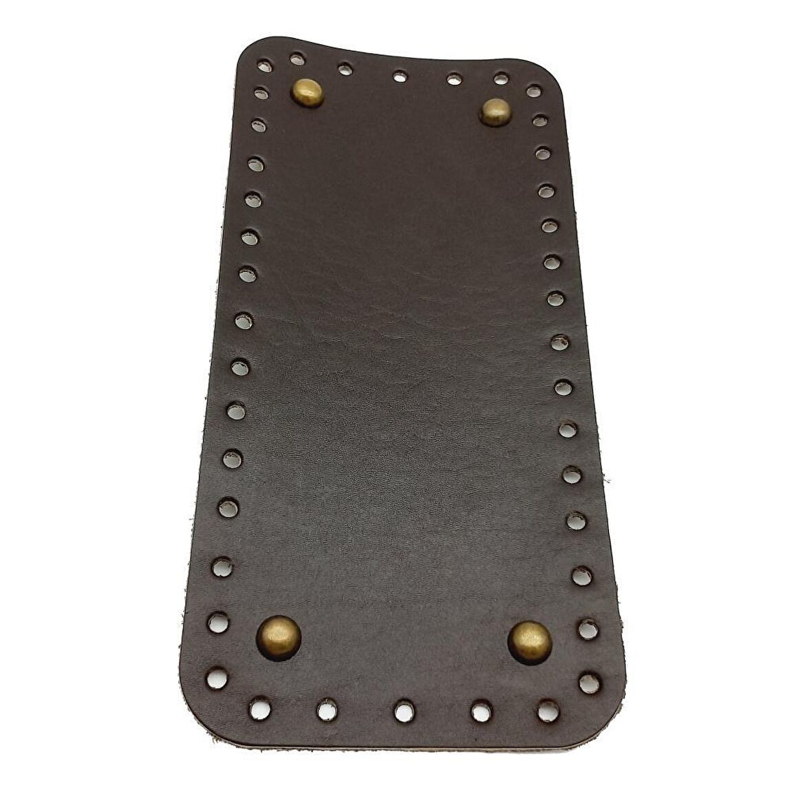 Gerçek Deri Koyu Kahve 25X12 cm Dikdörtgen Antik Metalli Çanta Tabanı