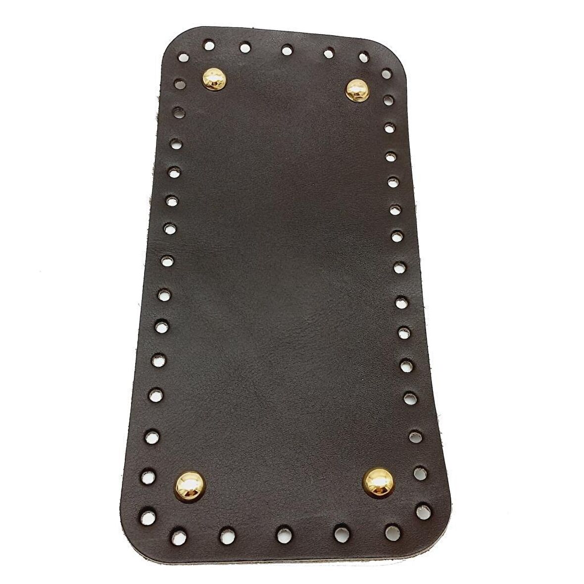 Gerçek Deri Koyu Kahve 25X12 cm Dikdörtgen Light Gold Metalli Çanta Tabanı
