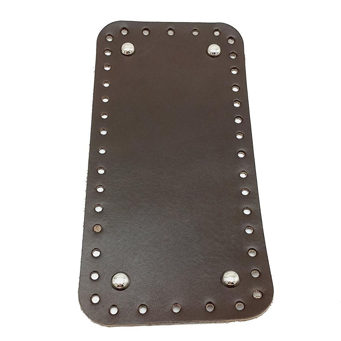 Gerçek Deri Koyu Kahve 25X12 cm Dikdörtgen Gümüş Metalli Çanta Tabanı