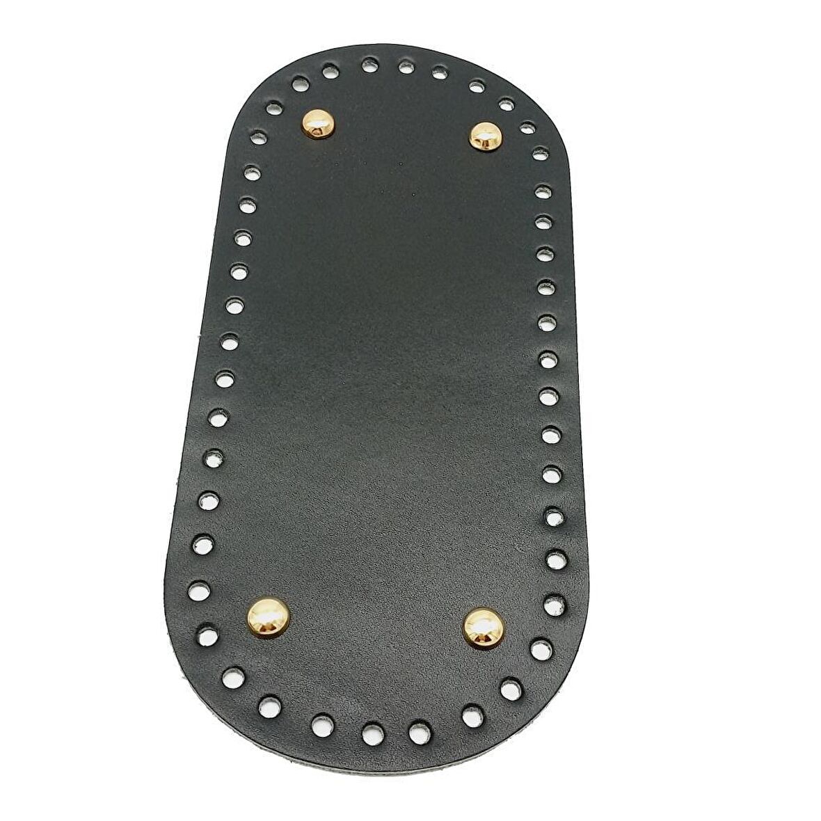 Gerçek Deri Siyah 25X12 cm Oval Light Gold Metalli Çanta Tabanı