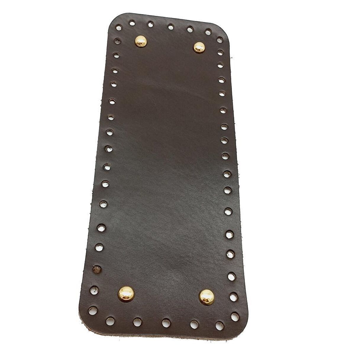 Gerçek Deri Koyu Kahve 30X12 cm Dikdörtgen Light Gold Metalli Çanta Tabanı