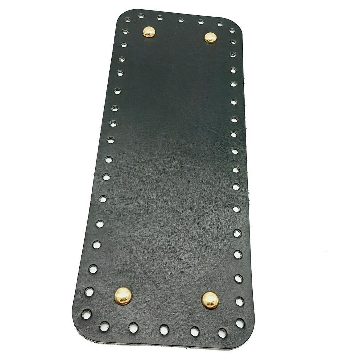 Gerçek Deri Siyah 30X12 cm Dikdörtgen Light Gold Metalli Çanta Tabanı