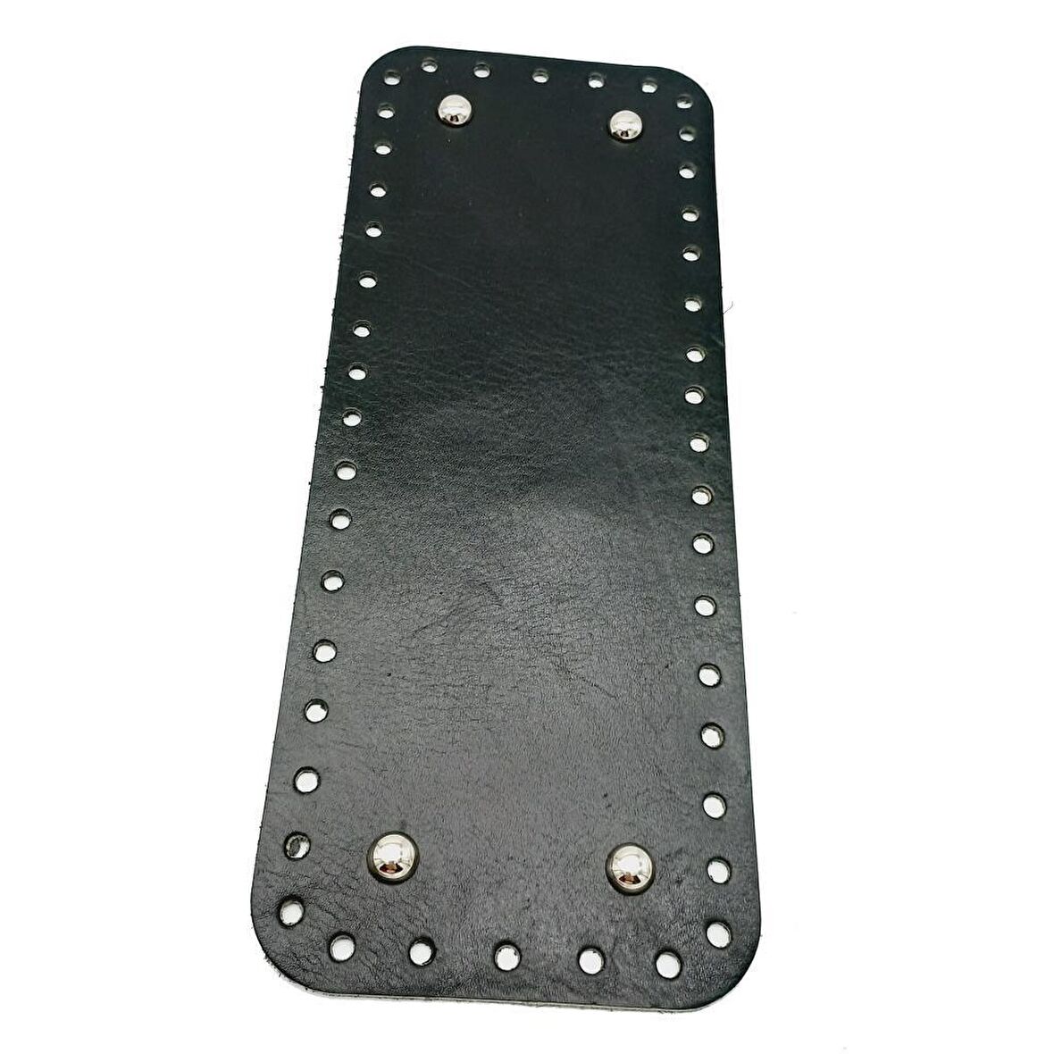 Gerçek Deri Siyah 30X12 cm Dikdörtgen Gümüş Metalli Çanta Tabanı