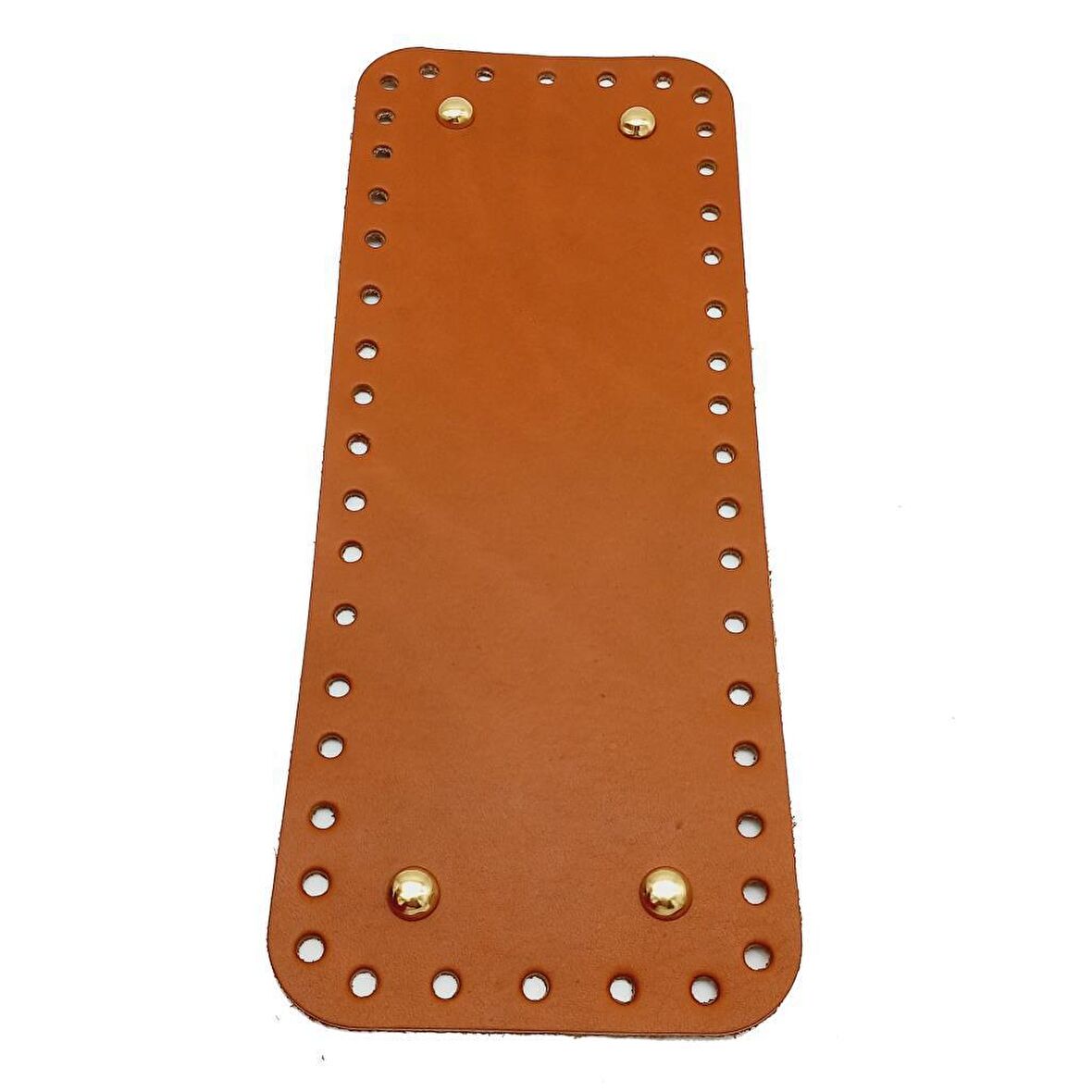 Gerçek Deri Taba 30X12 cm Dikdörtgen Light Gold Metalli Çanta Tabanı