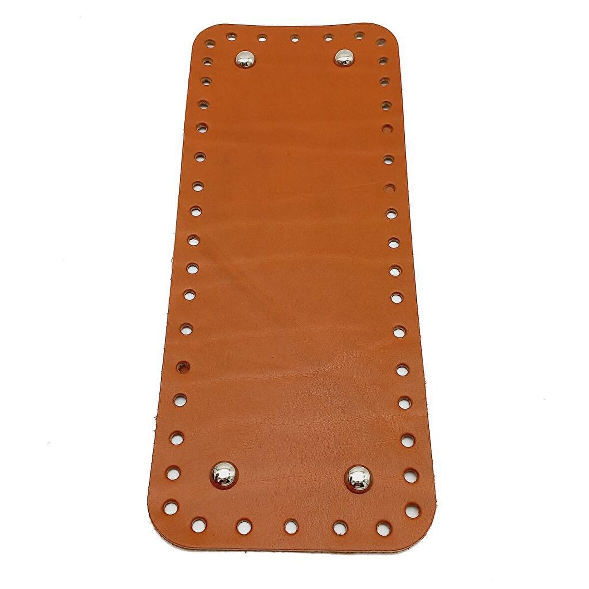 Gerçek Deri Taba 30X12 cm Dikdörtgen Gümüş Metalli Çanta Tabanı