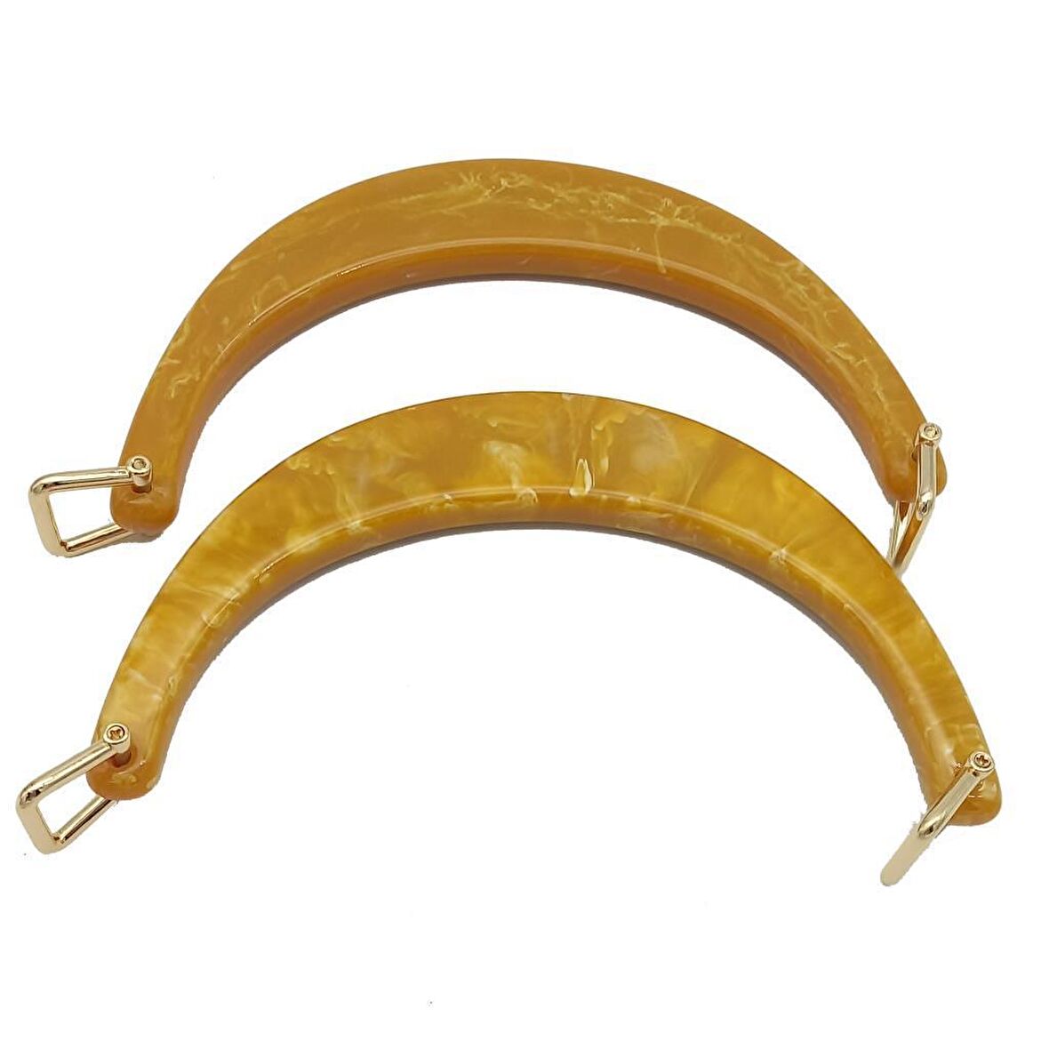 Halkalı Hardal Akrilik Mermer Desen Çanta Sapı