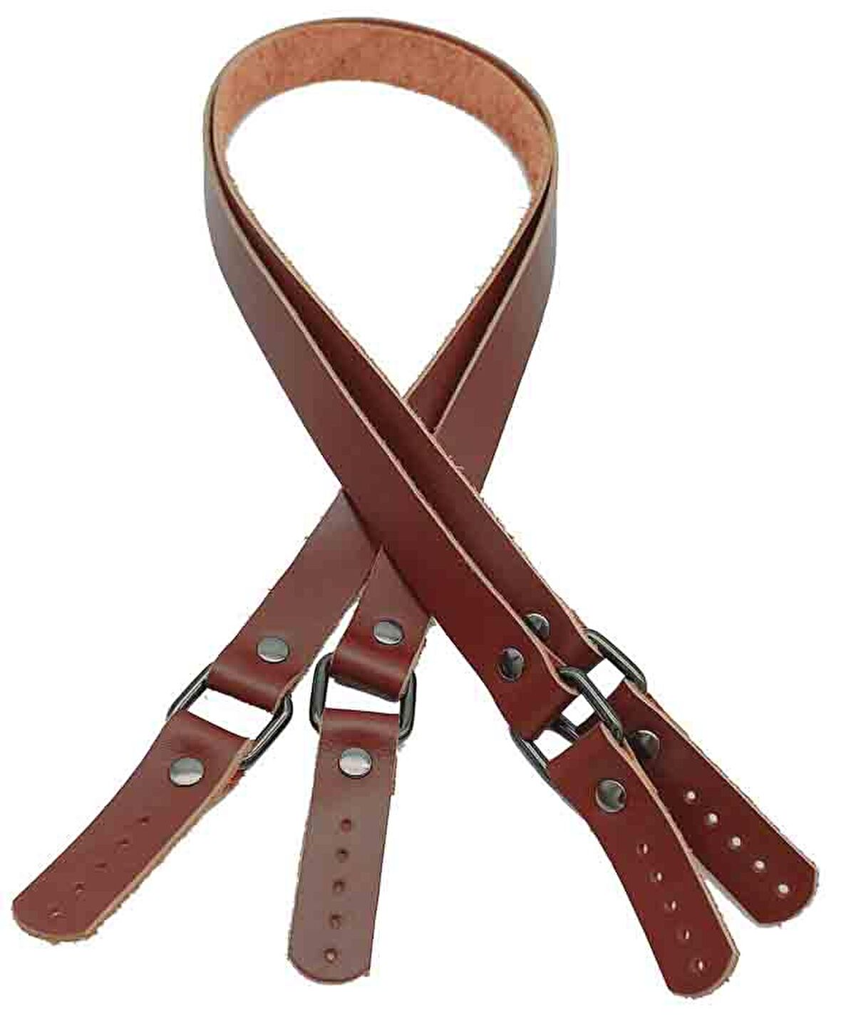 Kızıl Kahve Karedört Model Gerçek Deri Çanta Sapı (Füme Metal)