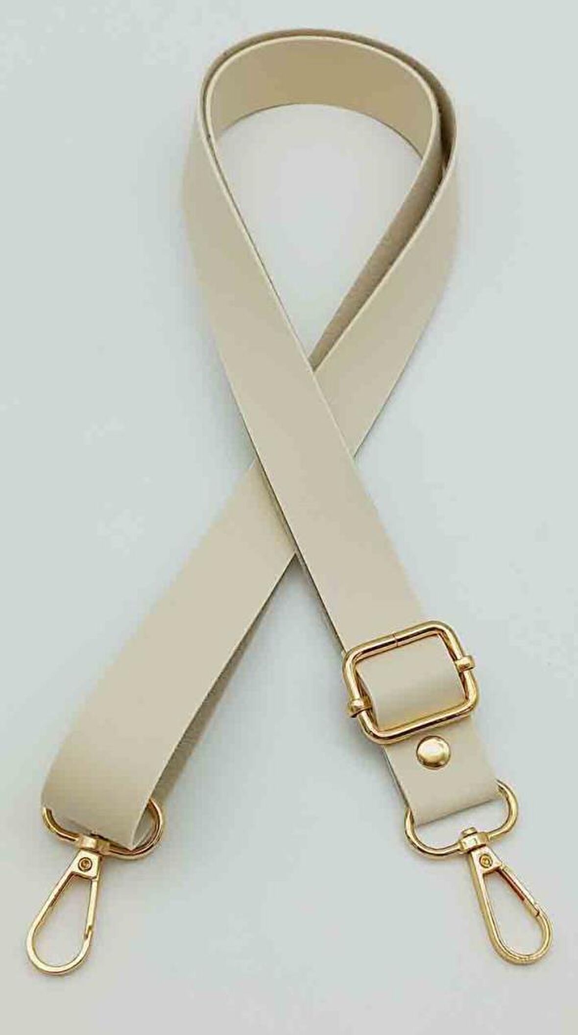 Suni Deri Ayarlı Çanta Sapı 120X2.4 Cm Krem Light Gold Metal