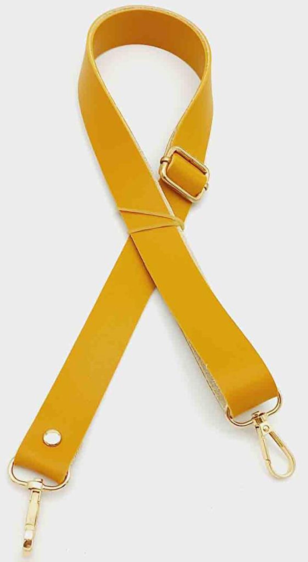 Suni Deri Ayarlı Çanta Sapı 120X2.4 Cm Hardal Light Gold Metal