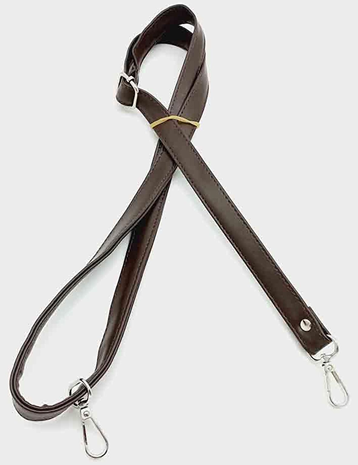 Koyu Kahverengi 125X2 Cm Çanta Sapı Sürgütlü Gümüş Metal