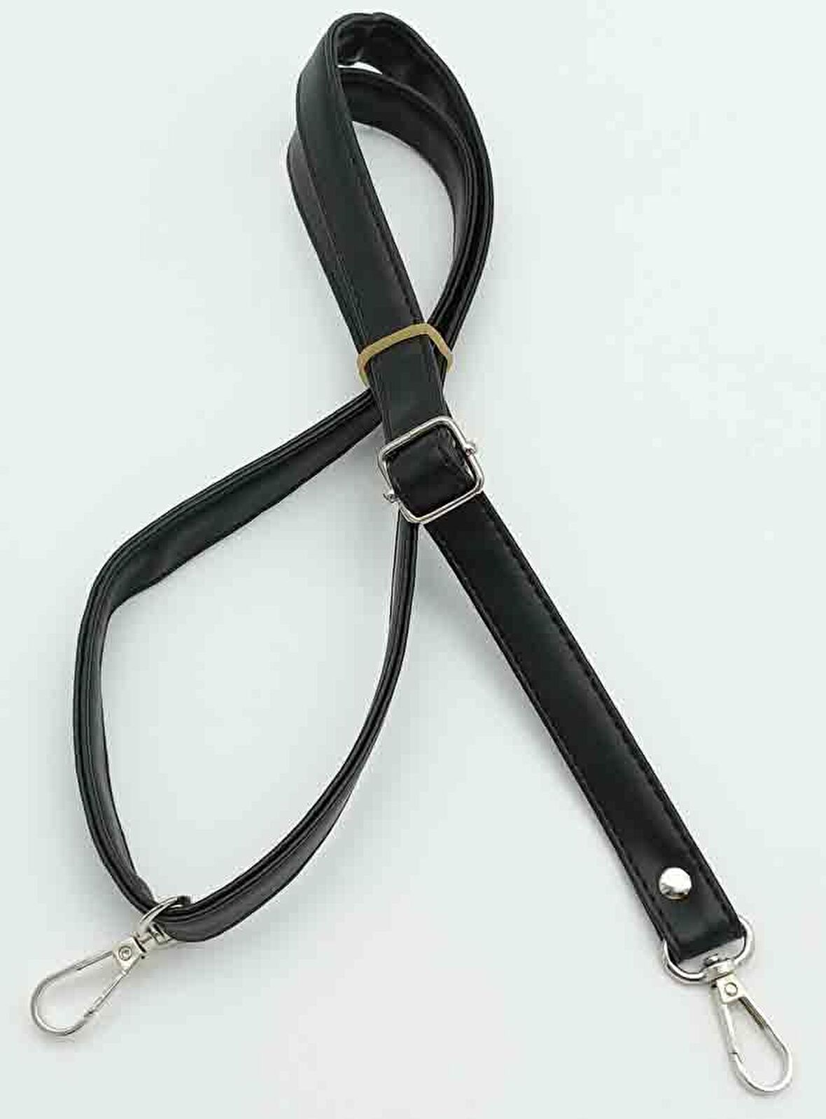 Siyah 125X2 Cm Çanta Sapı Sürgütlü Gümüş Metal