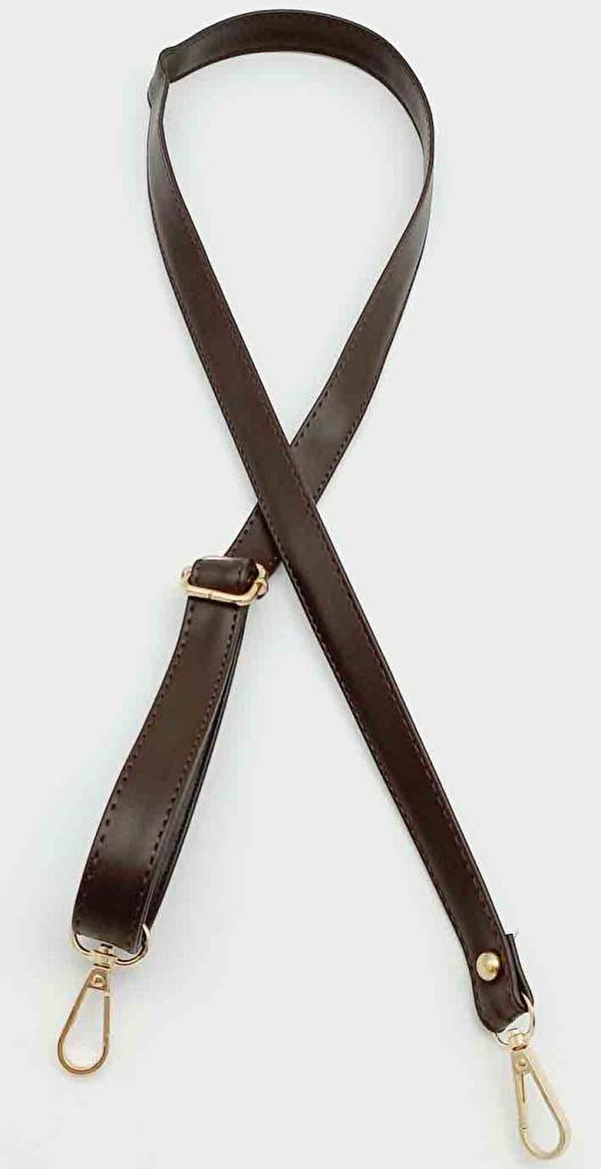 Koyu Kahverengi 125X2 Cm Çanta Sapı Sürgütlü Light Gold Metal