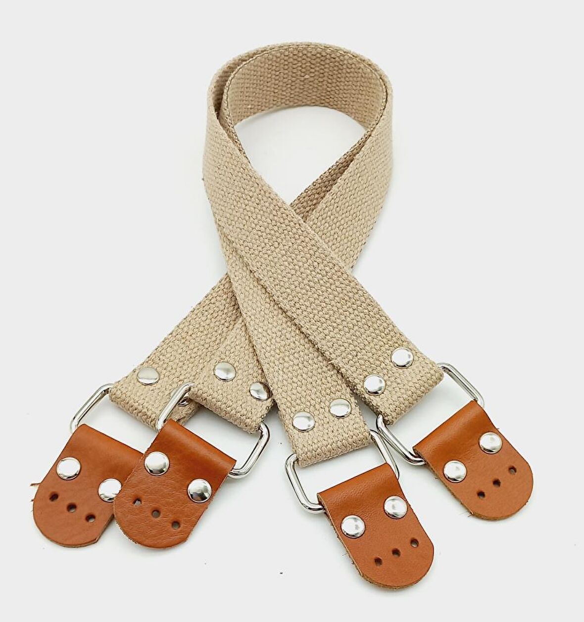 Pamuklu Kolon 57X3 Cm Derili Bej Renk Çanta Sapı