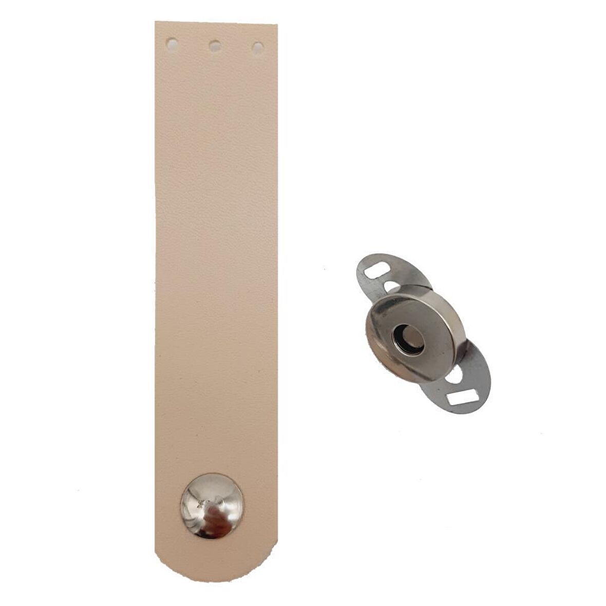 Tek Kat Suni Deri Krem Gümüş Metalli Kapak