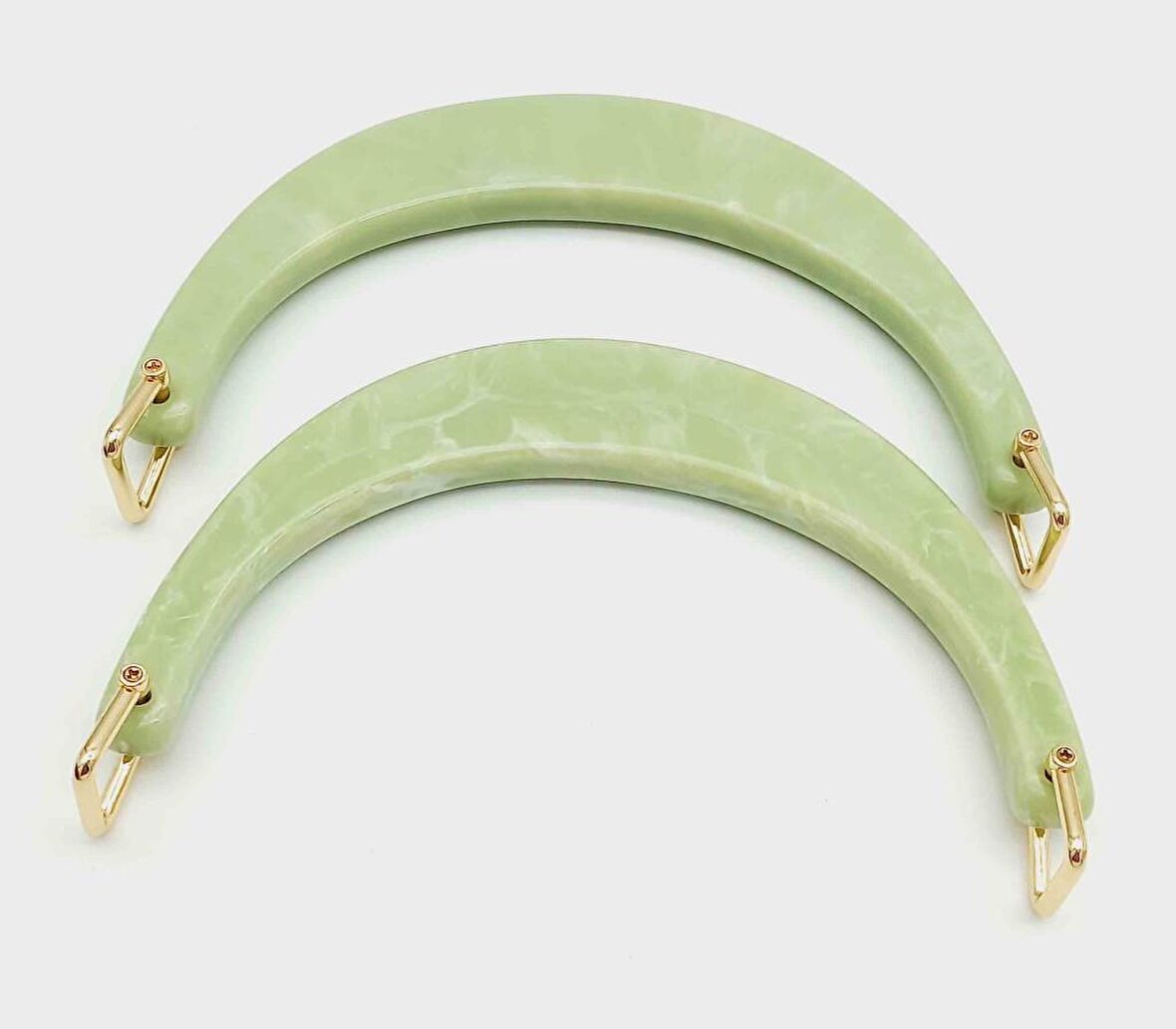 Halkalı Yeşil Renk Mermer Desen Akrilik Çanta Sapı