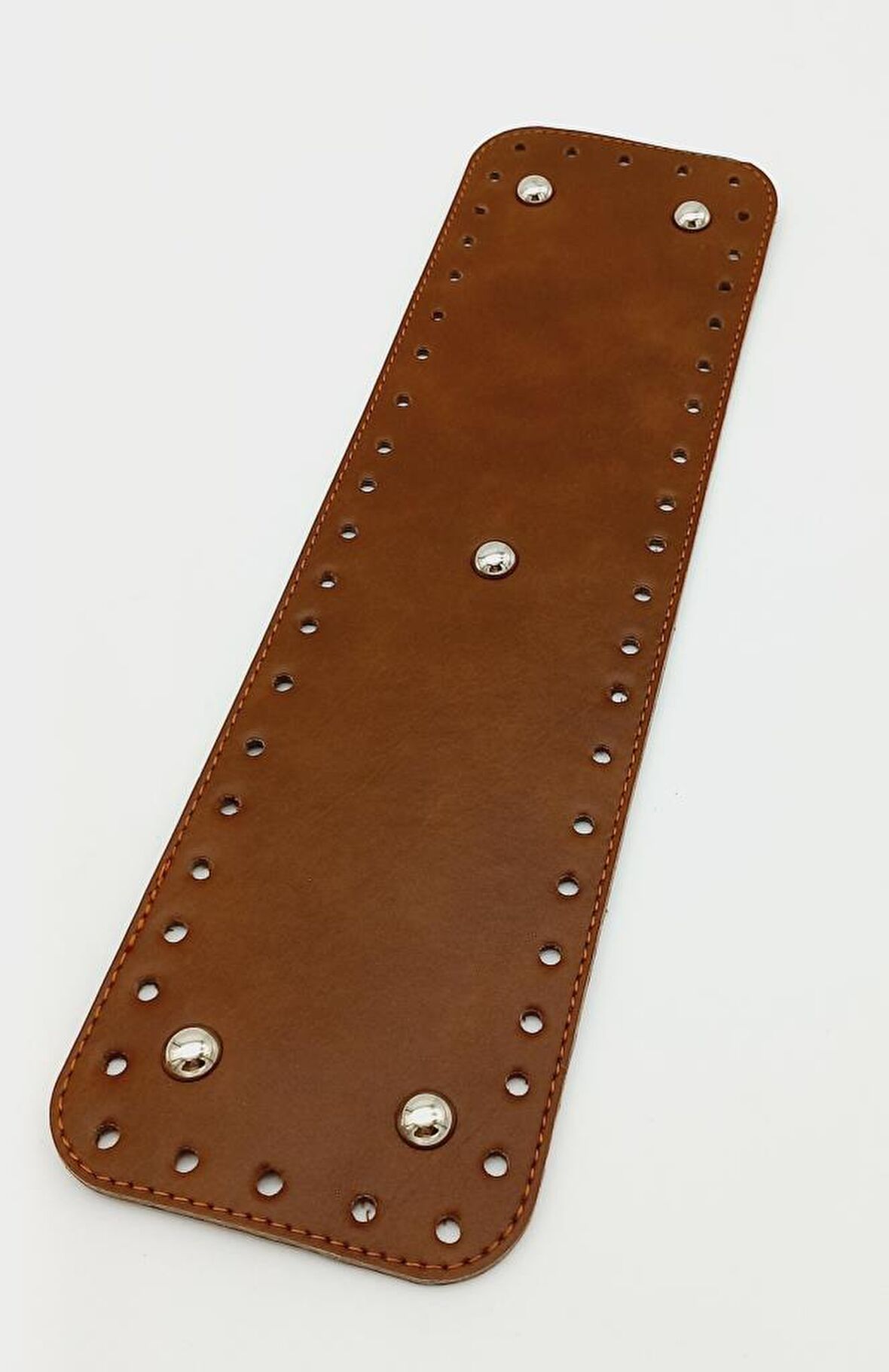 Suni Deri Taba Renk 35X10 cm Dikdörtgen Çanta Tabanı (Gümüş Aparatlı)