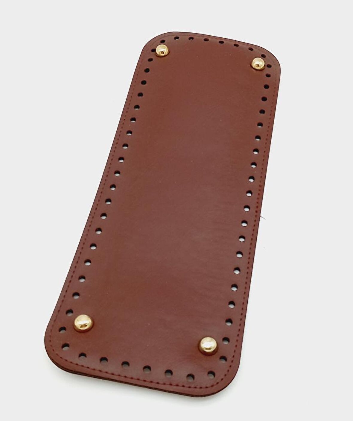Suni Deri Bordo Renk 30X12 cm Dikdörtgen Çanta Tabanı (Light Gold Aparatlı)