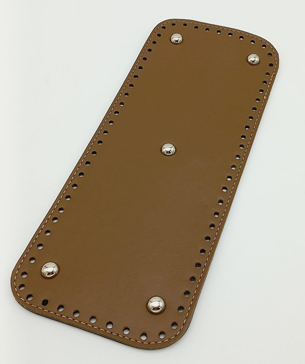 Suni Deri Vizon Renk 30X12 cm Dikdörtgen Çanta Tabanı (Gümüş Aparatlı)