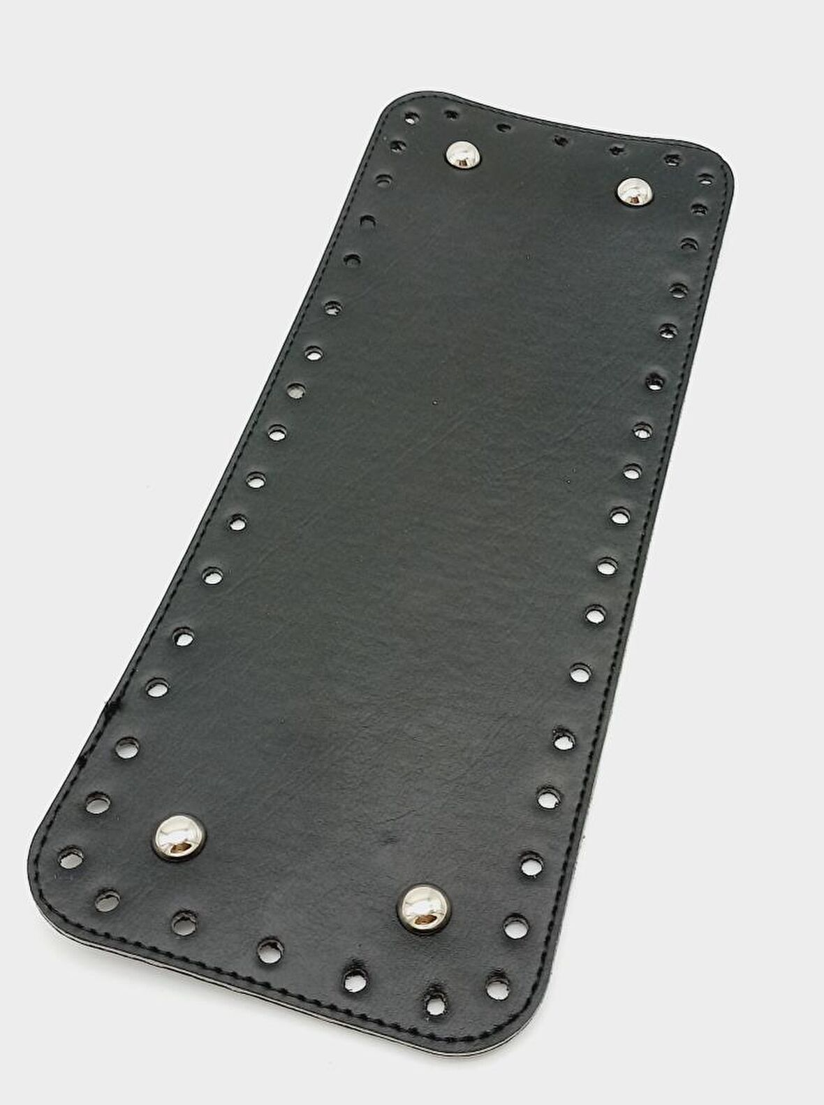 Suni Deri Siyah Renk 30X12 cm Dikdörtgen Çanta Tabanı (Gümüş Aparatlı)