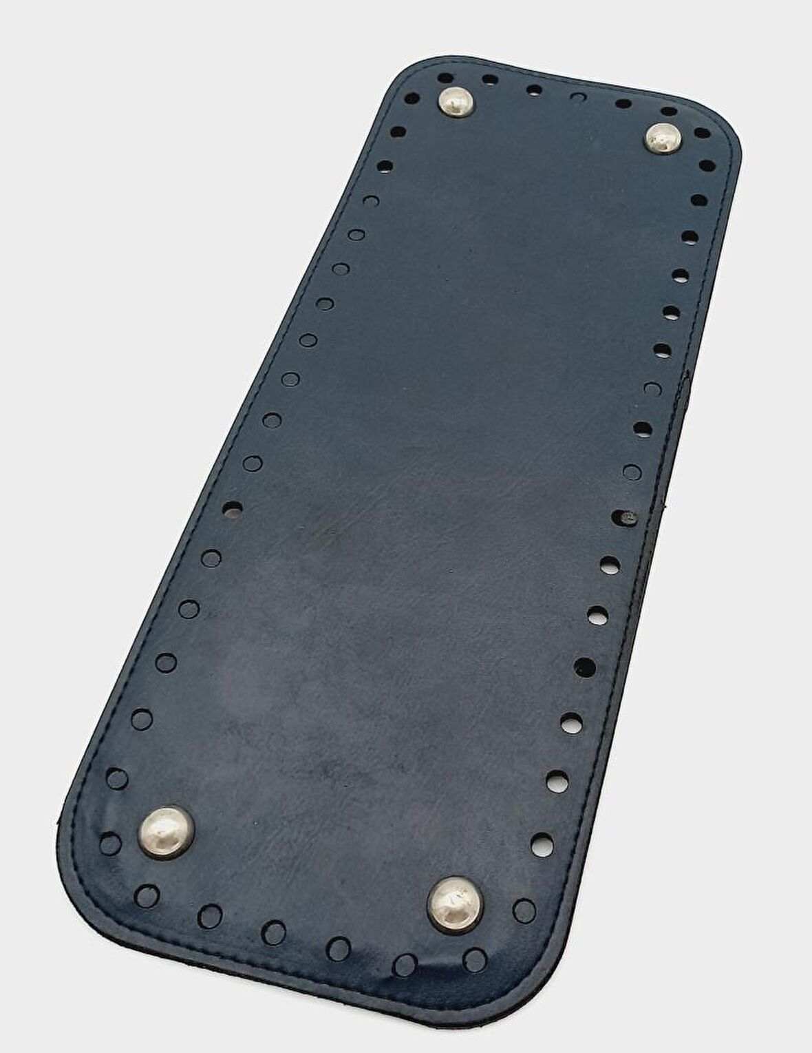 Suni Deri Lacivert Renk 30X12 cm Dikdörtgen Çanta Tabanı (Gümüş Aparatlı)