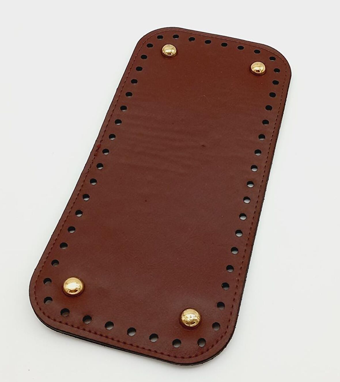 Suni Deri Bordo Renk 25X12 cm Dikdörtgen Çanta Tabanı (Light Gold Aparatlı)