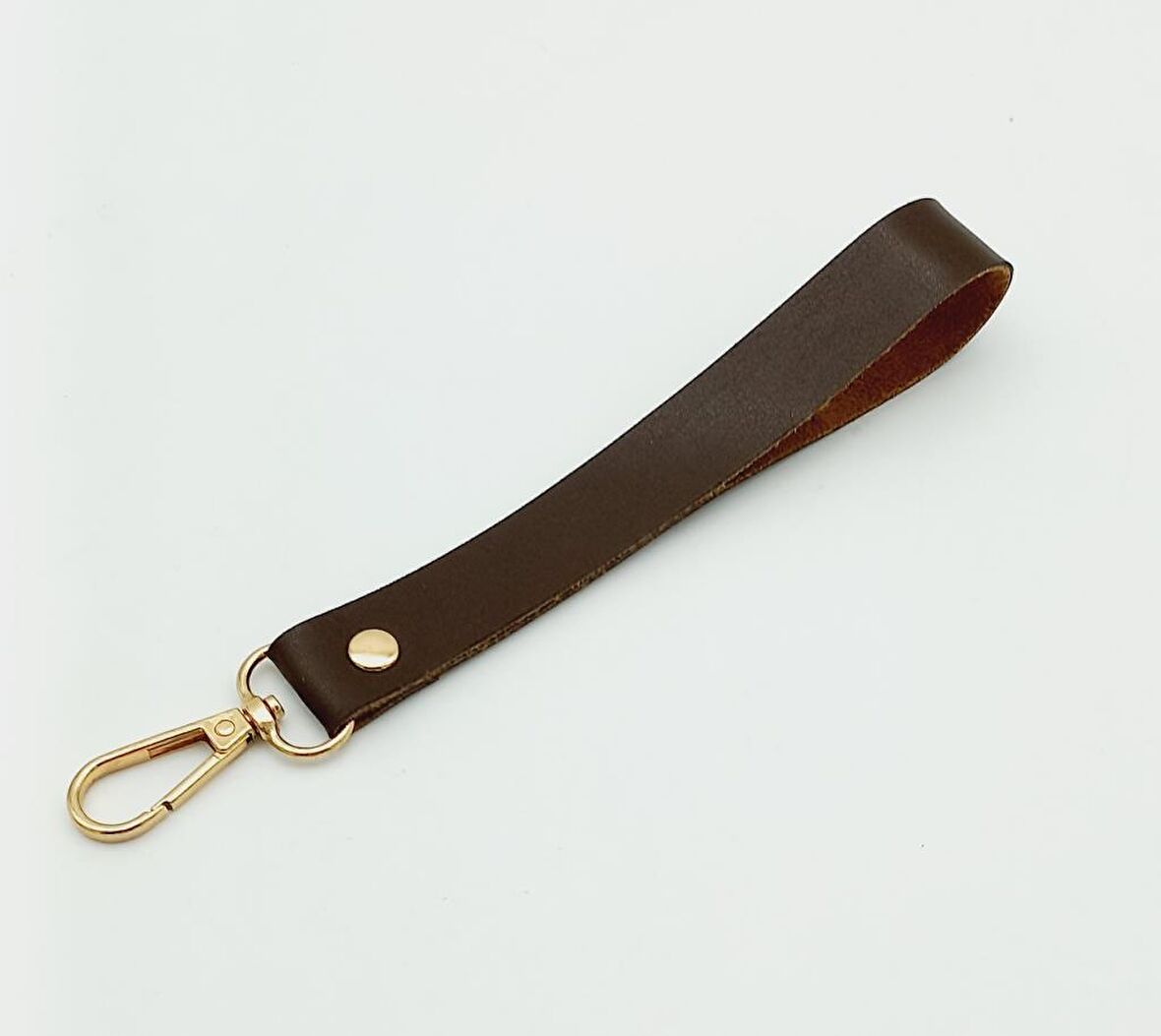 Tek Kat Suni Deri Kahverengi Elcik Light Gold Metal