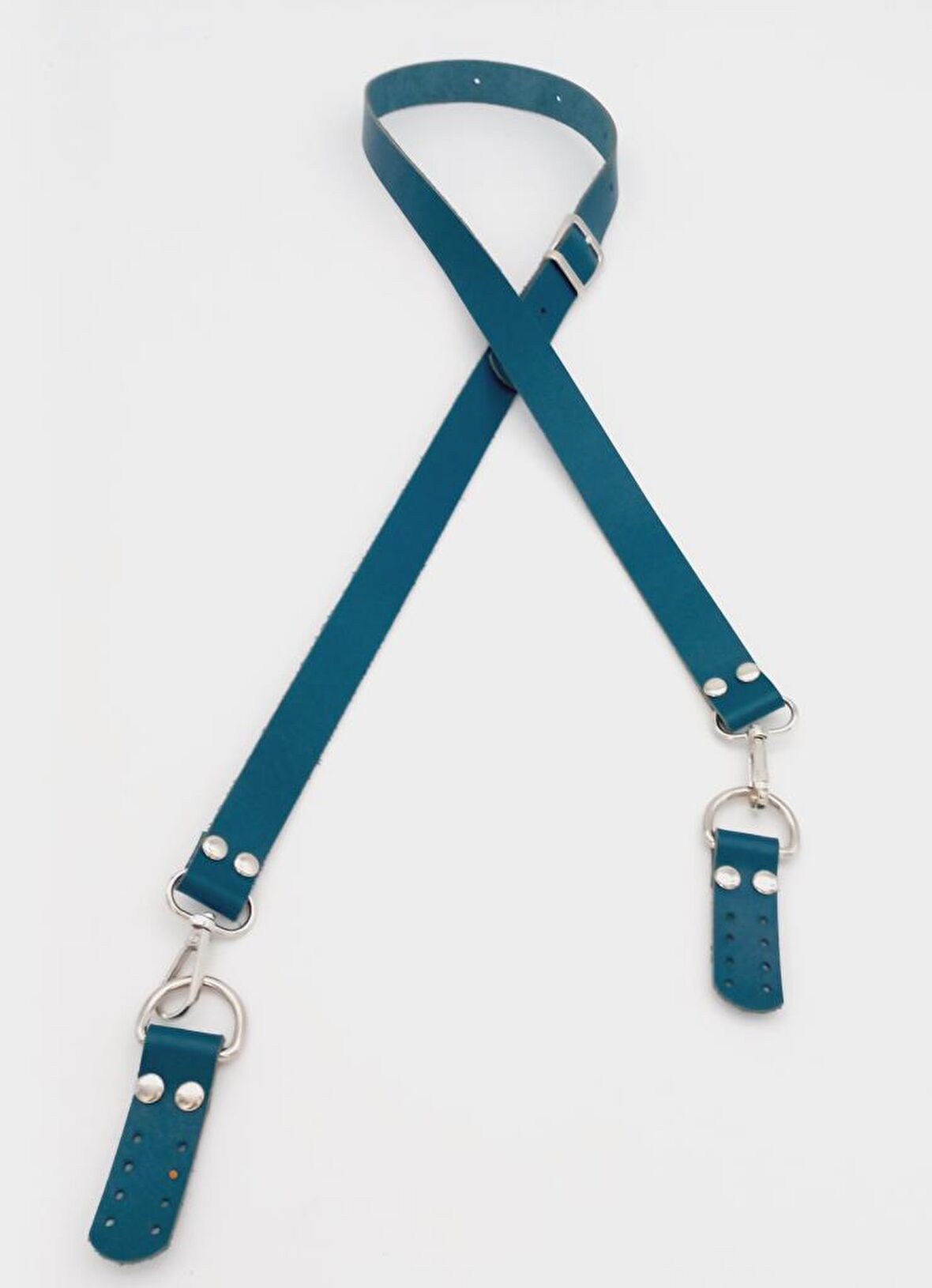 Gerçek Deri Ayarlı Uzun Sap 2.3X130 Turkuaz Gümüş Metalli