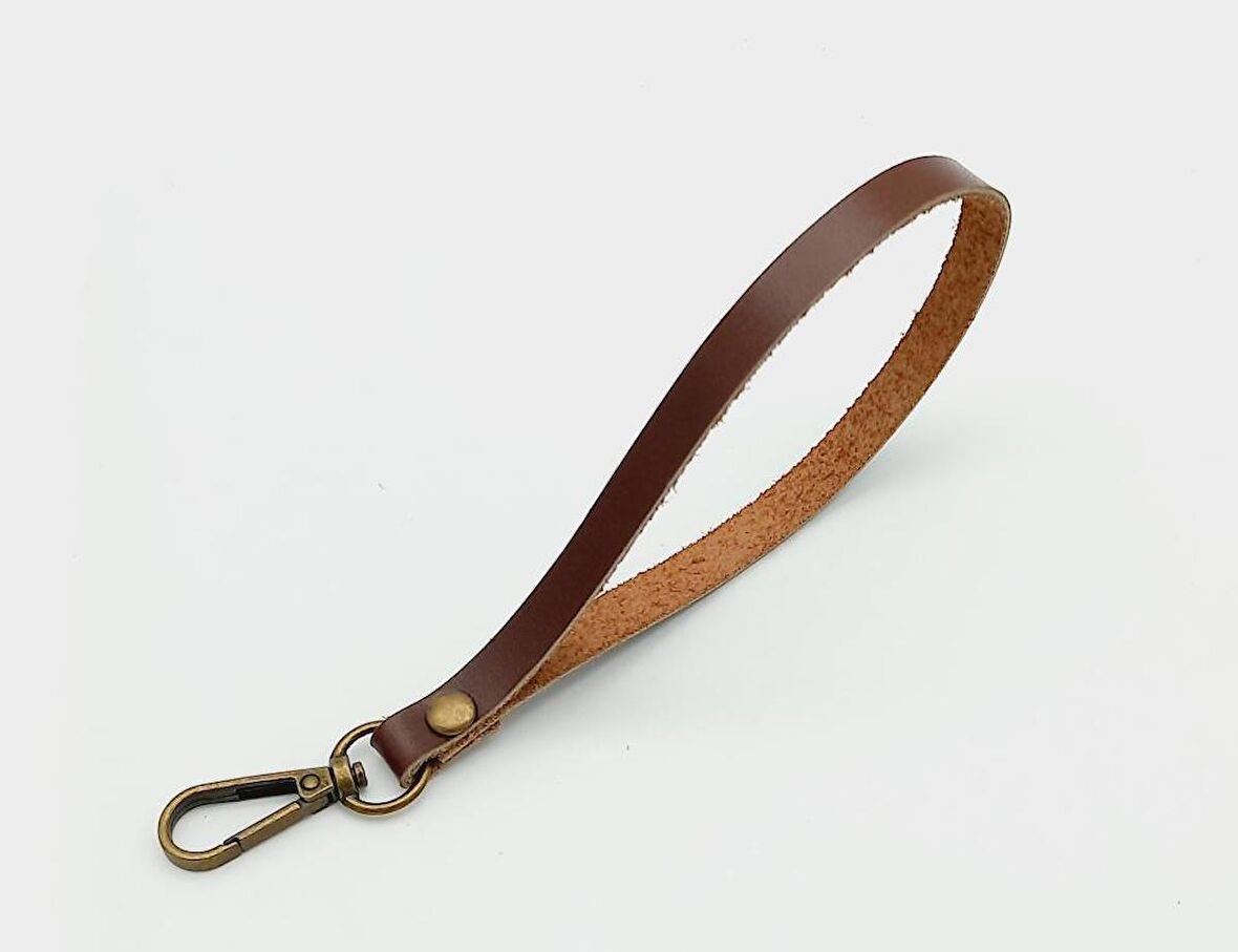 Gerçek Deri Kızıl Kahve Renk Elcik Antik Metalli