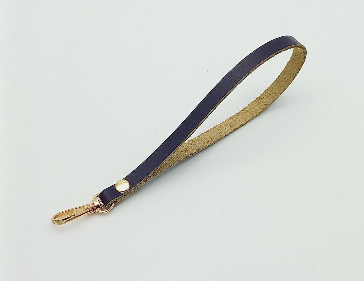 Gerçek Deri Mor Renk Elcik Light Gold Metalli