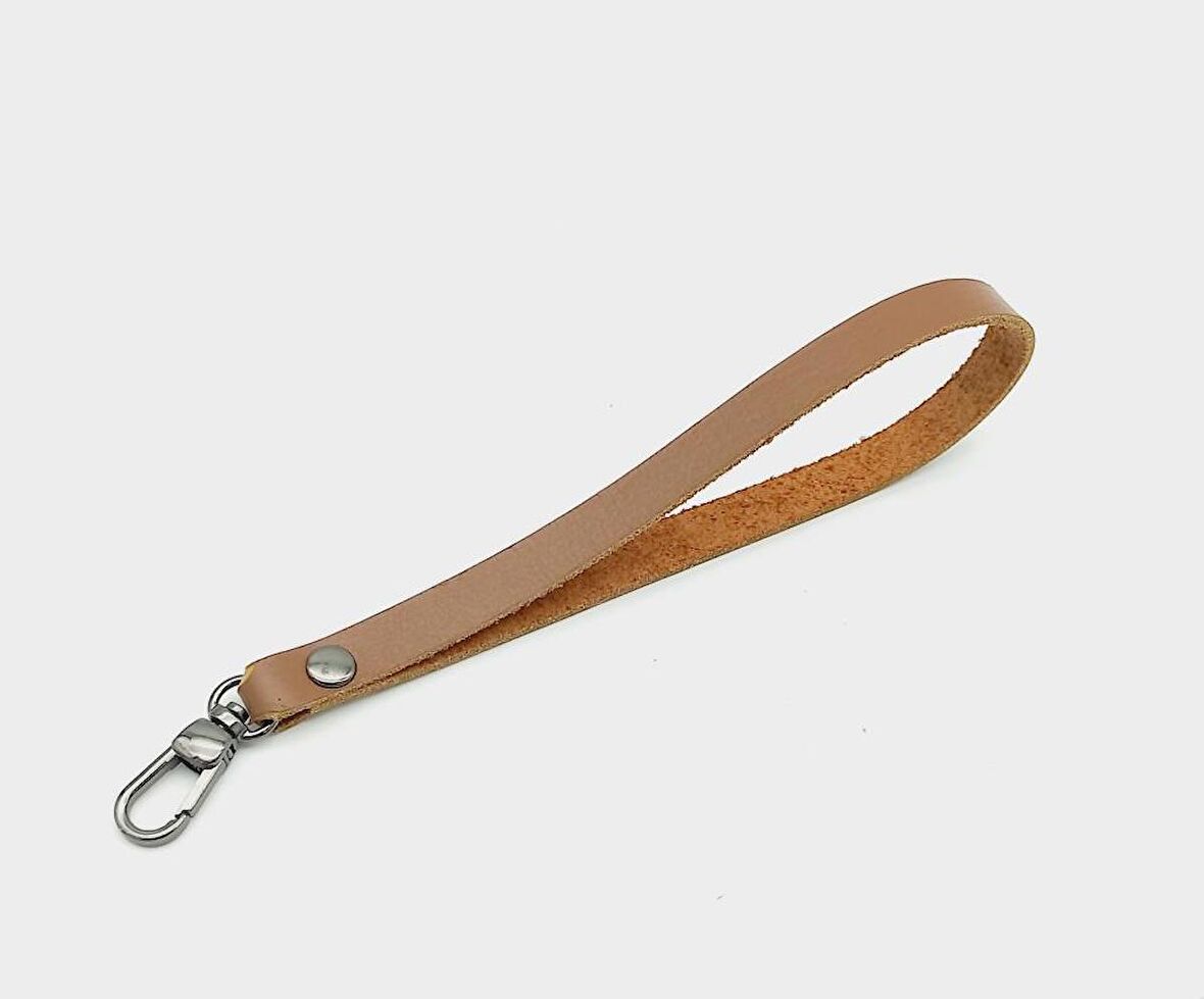 Gerçek Deri Sütlü Kahve Renk Elcik Gümüş Metalli