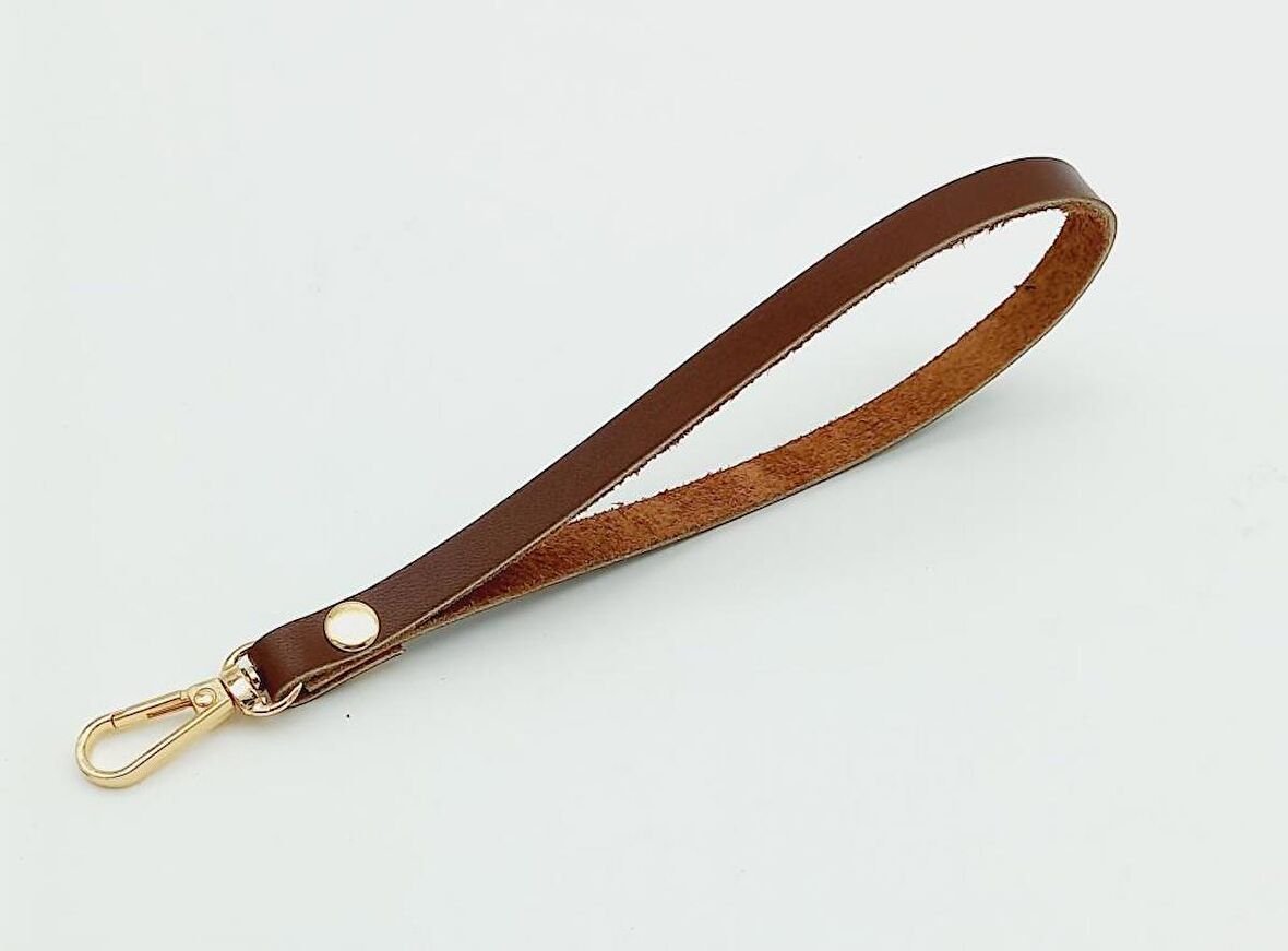 Gerçek Deri Kızıl Kahve Renk Elcik Light Gold Metalli