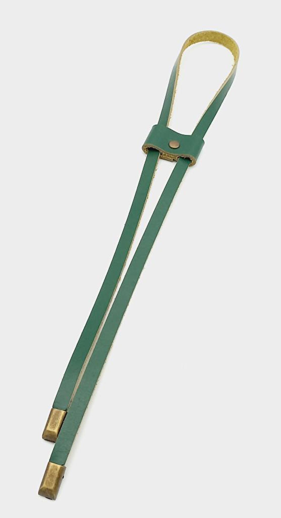 Yeşil Gerçek Deri Büzgü Antik Metalli