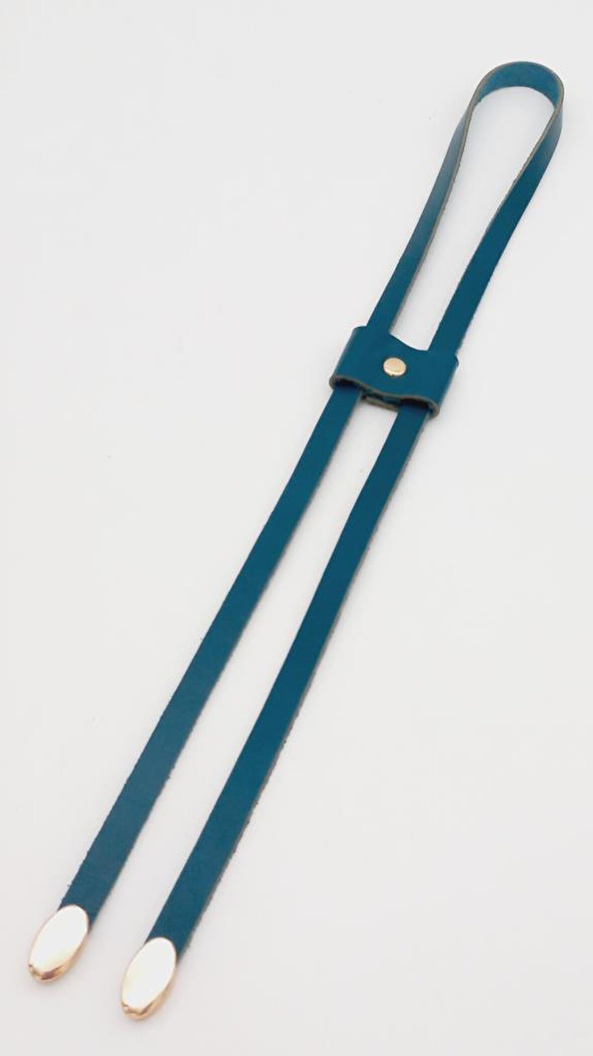 Turkuaz Gerçek Deri Büzgü Light Gold Metalli