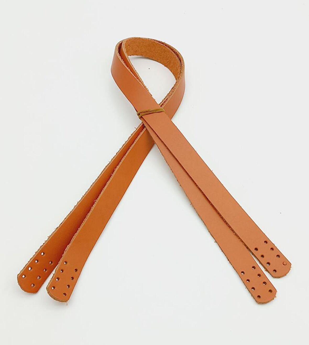 Turuncu Taba Renk Gerçek Deri 70X2.3 Cm Çift Sap