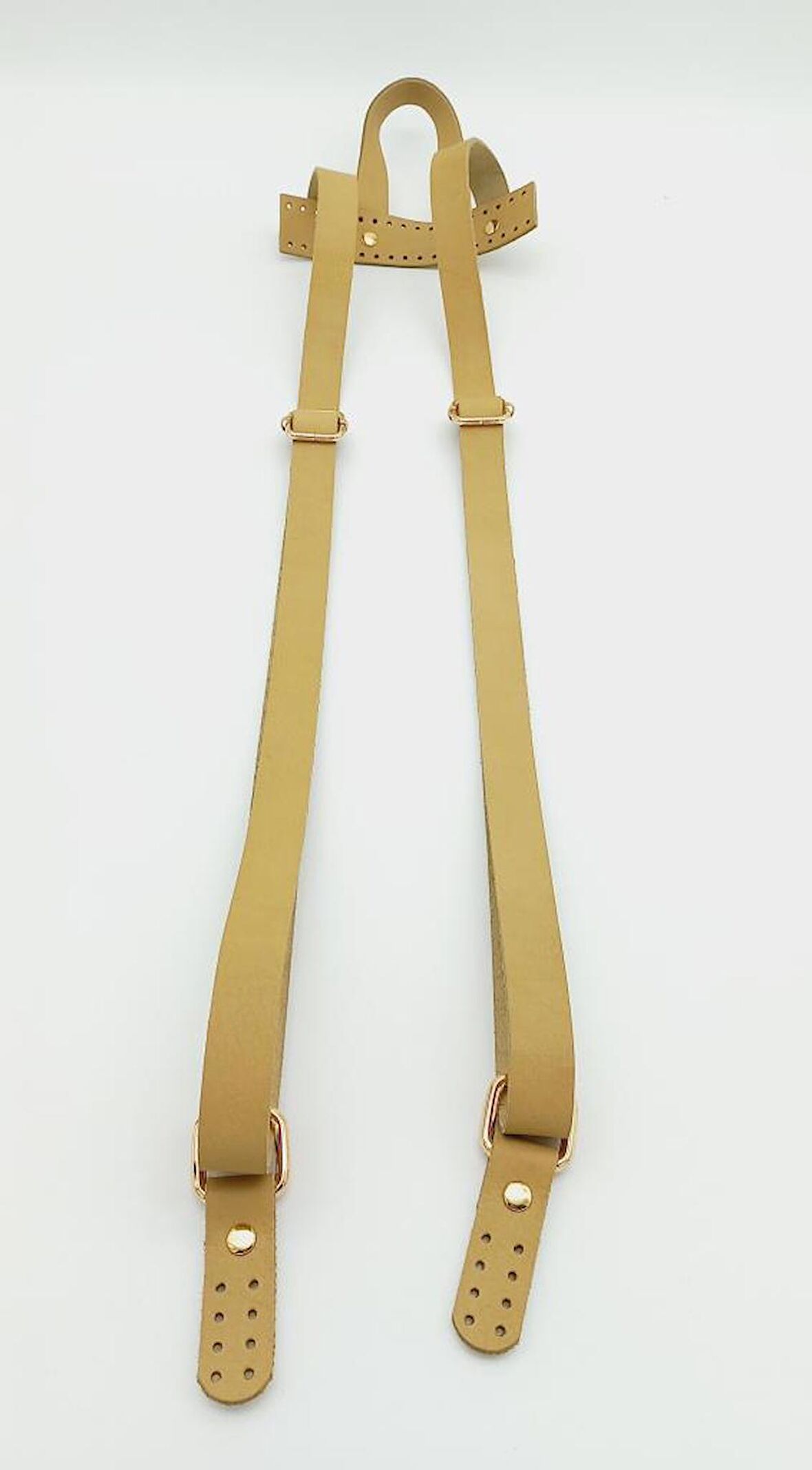 Angel Çanta Aksesuar Gerçek Deri Ham Doğal Renk Sırt Çanta Sapı Light Gold Metalli