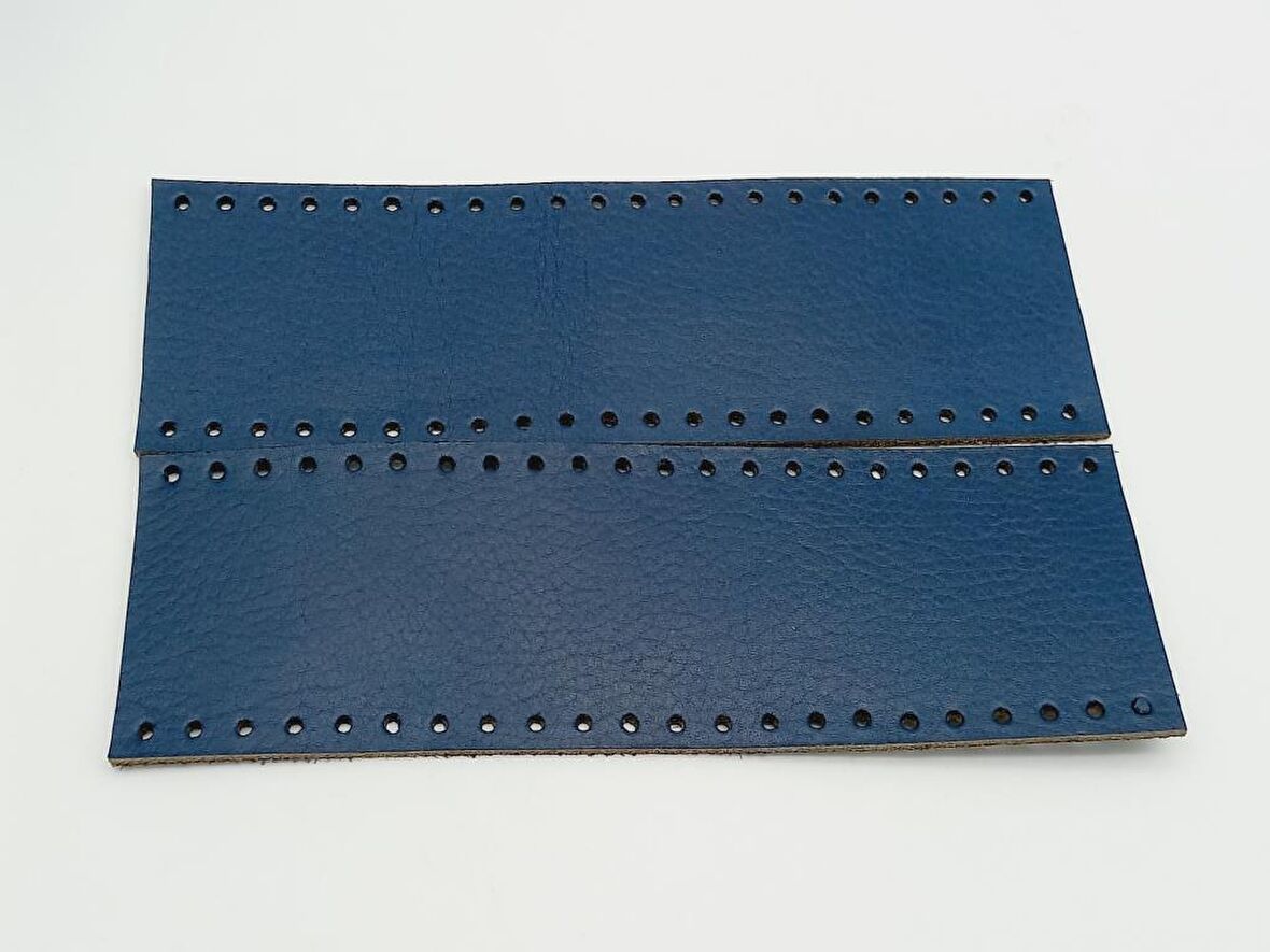 Lacivert Gerçek Deri Tutma Sapı 18X6 Cm Simit Sap