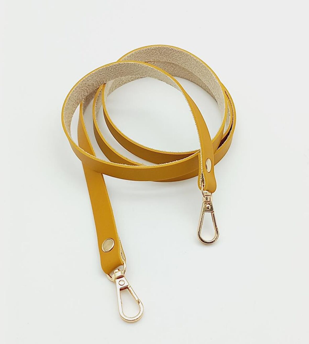 Spagetti Model Dikişsiz Çanta Sapı Hardal Renk Light Gold Metal