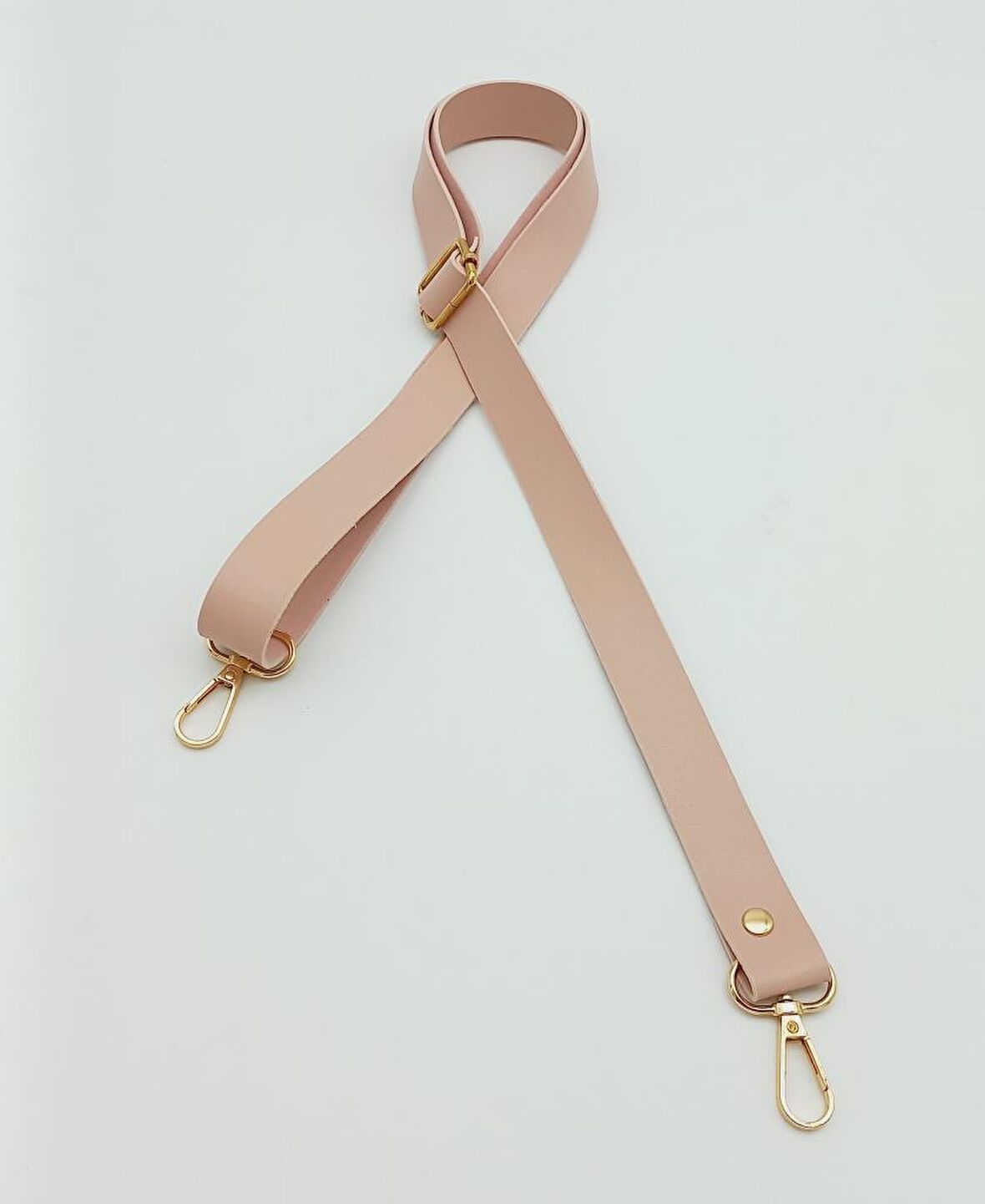 Suni Deri Ayarlı Çanta Sapı 120X2.4 Cm Pudra Light Gold Metal