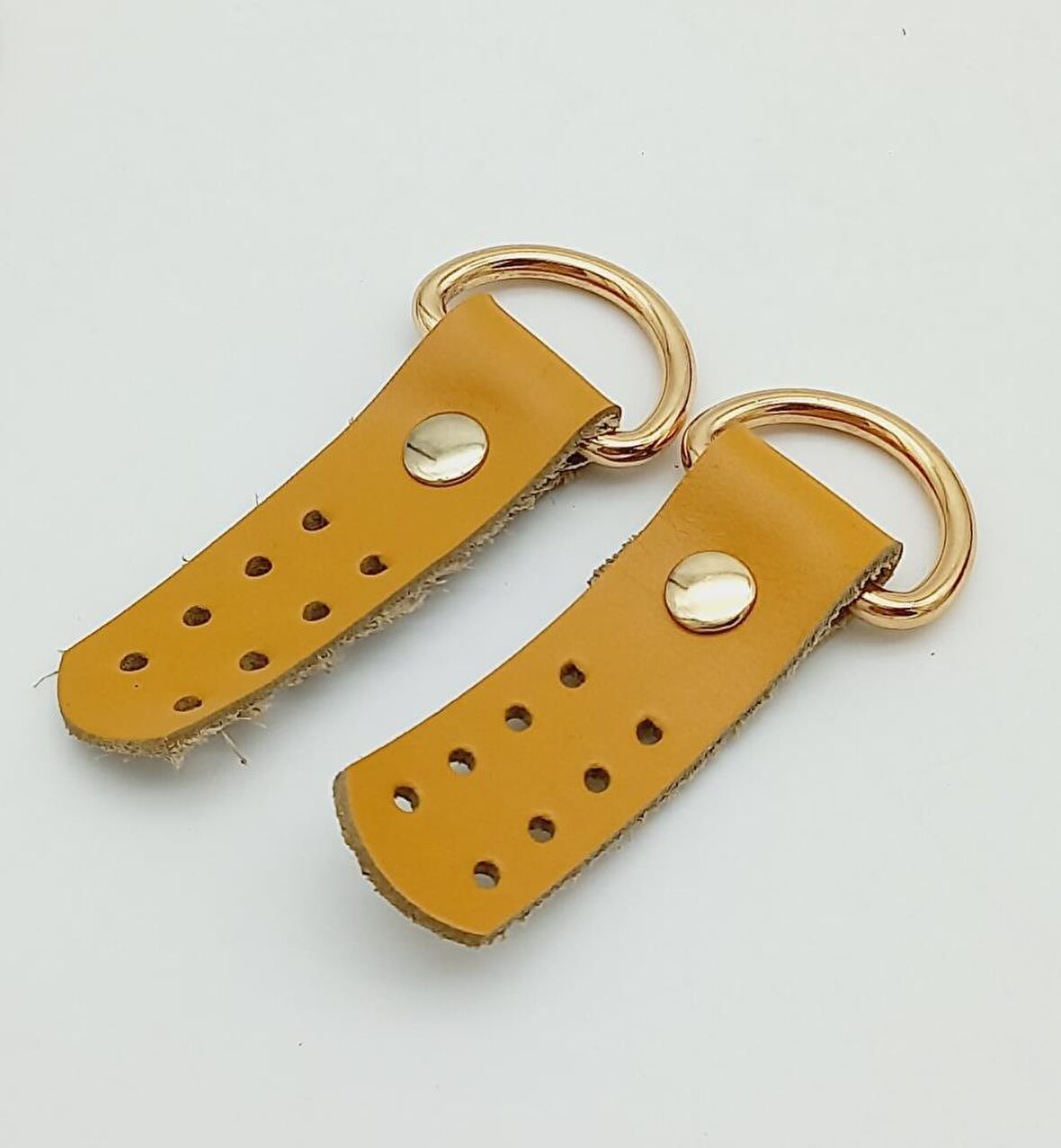 Gerçek Deri Hardal Sapucu (Böce) Light Gold Metalli