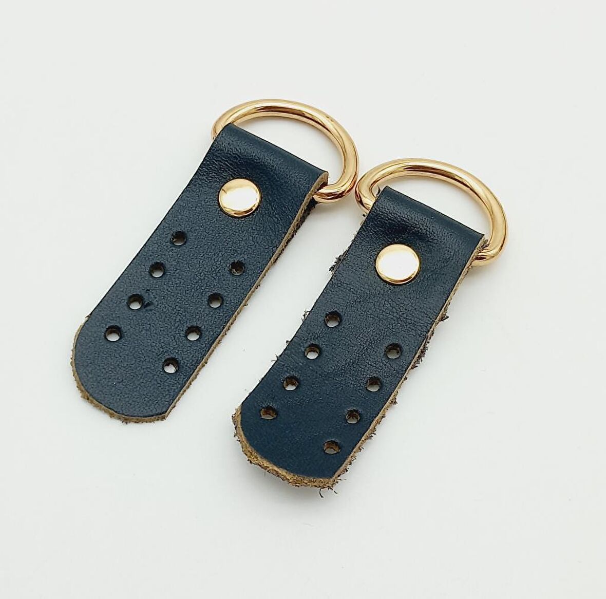 Gerçek Deri Lacivert Sapucu (Böce) Light Gold Metalli