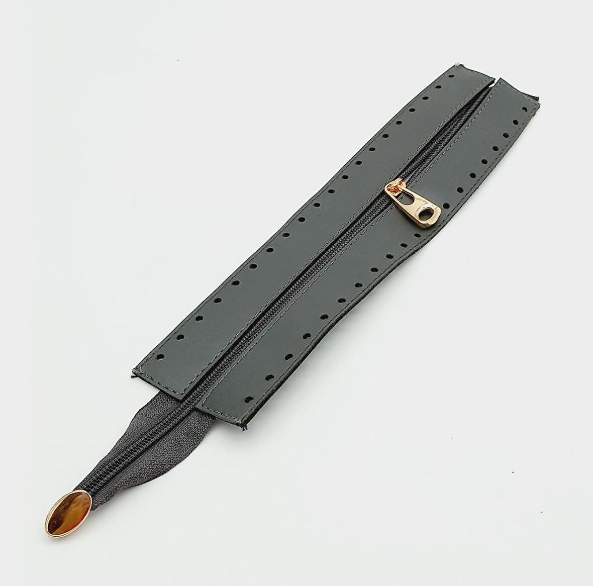 Gri Renk 28 Cm Derili Fermuar Light Gold Metalli