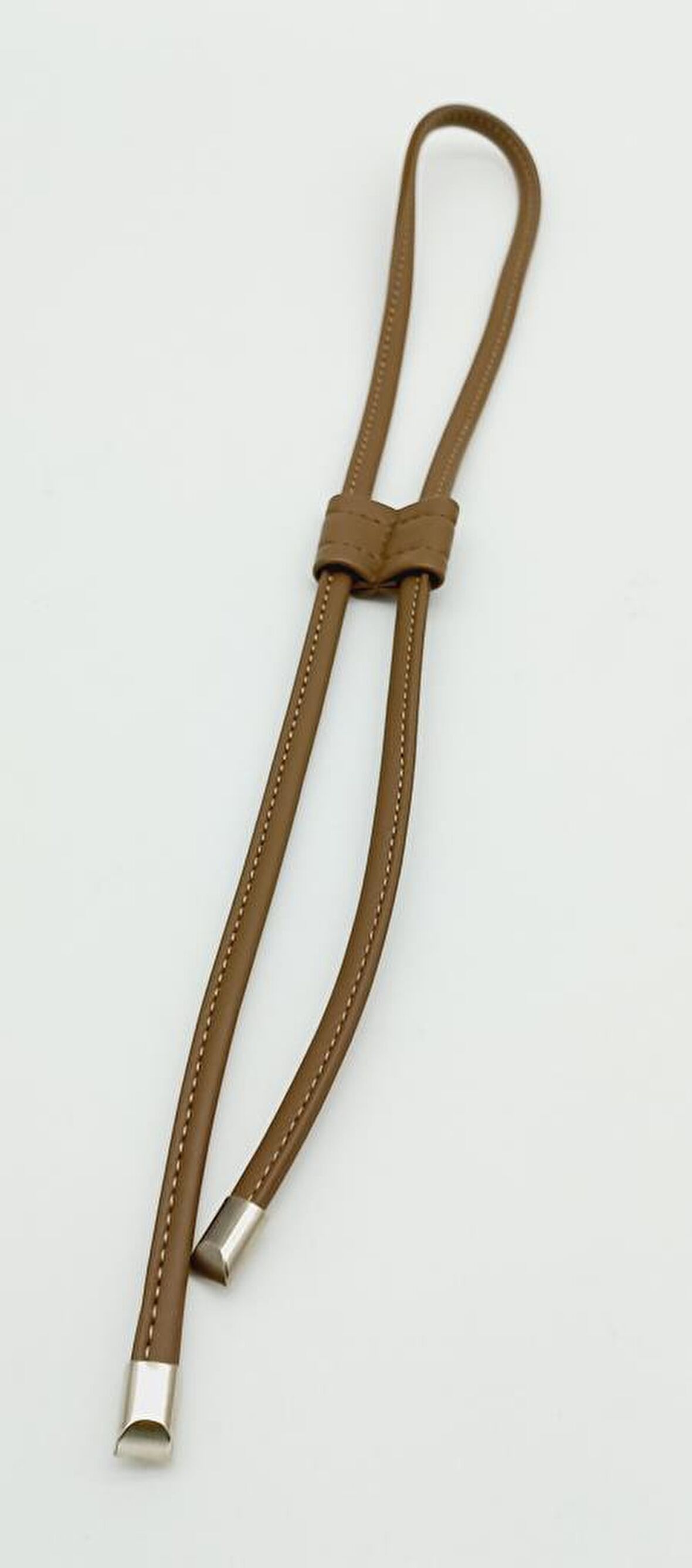 Vizon Suni Deri Dikişli Büzgü Gümüş Metalli