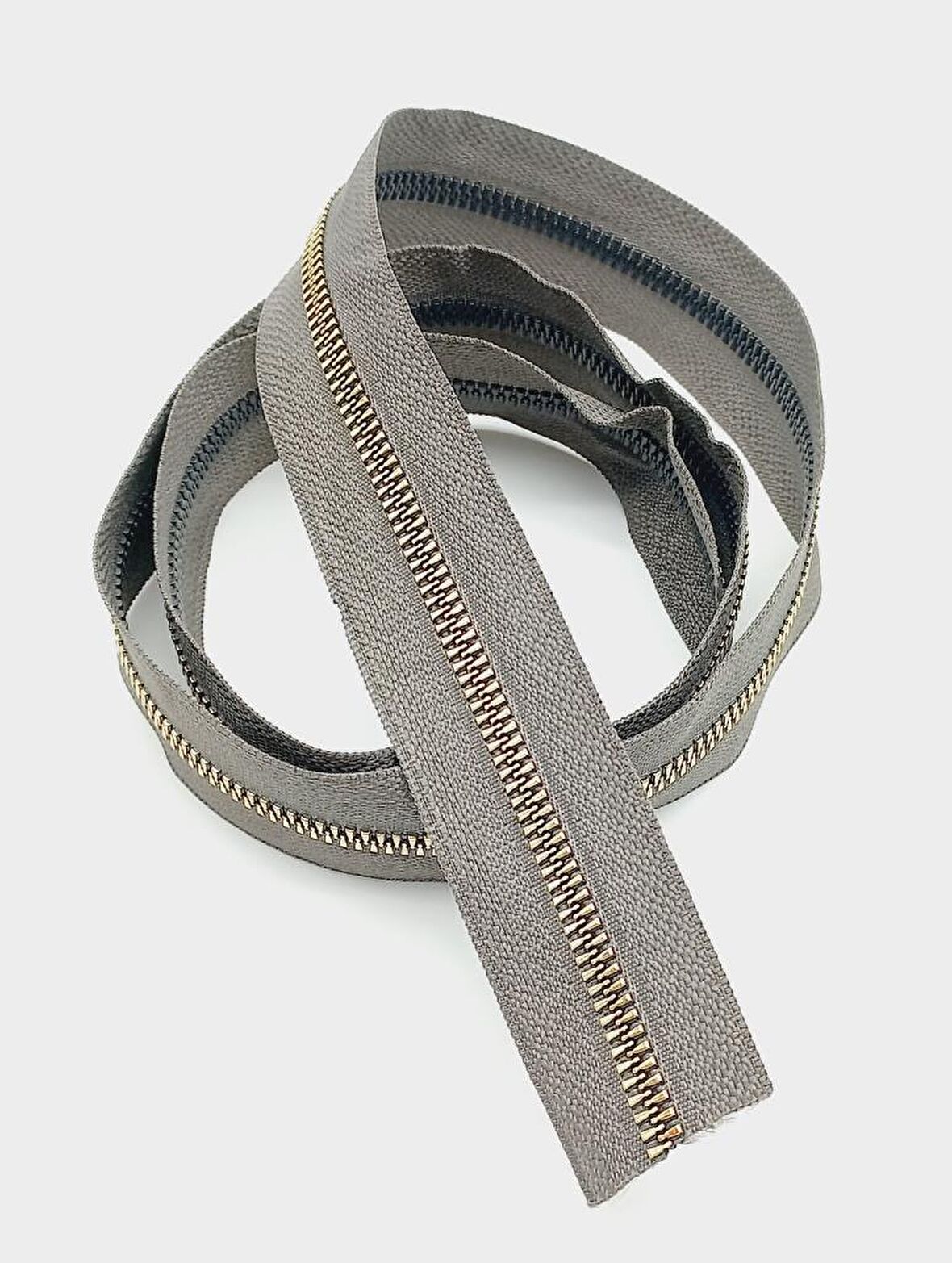 Ortası Gold Fermuar 100 Cm Koyu Vizon Renk