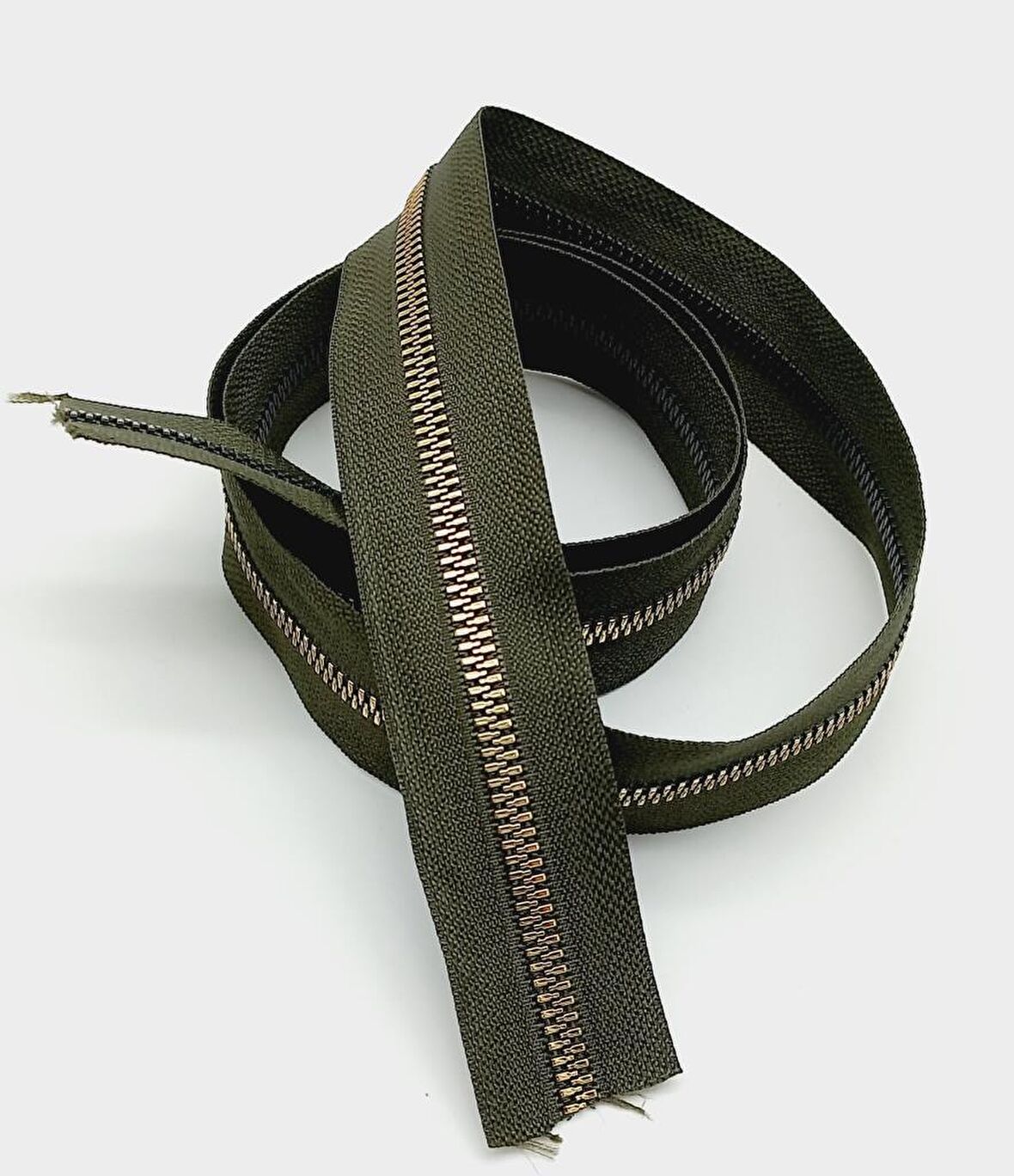 Ortası Gold Fermuar 100 Cm Haki Yeşil Renk