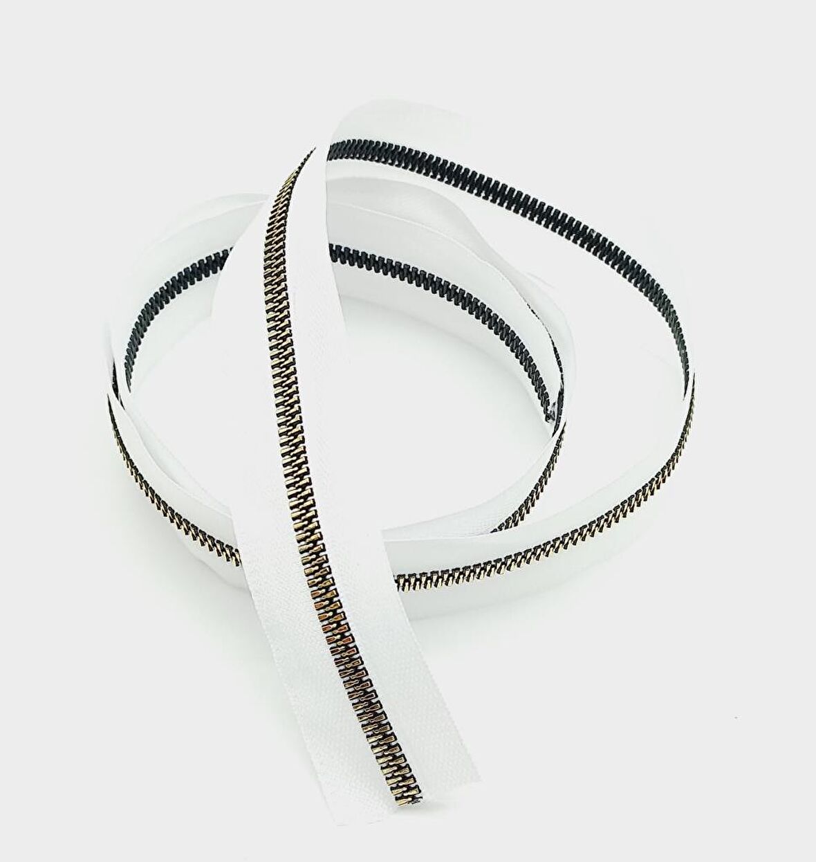 Ortası Gold Fermuar 100 Cm Beyaz Renk