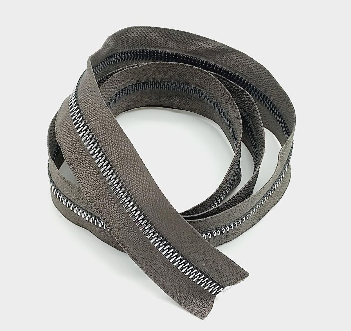 Ortası Gümüş Fermuar 100 Cm Koyu Vizon Renk