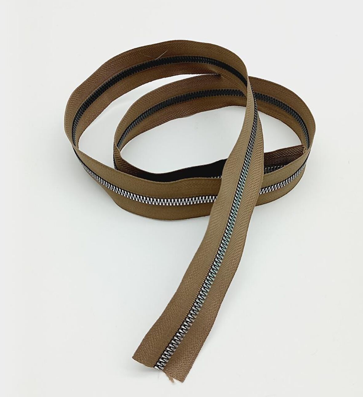 Ortası Gümüş Fermuar 100 Cm Vizon Renk