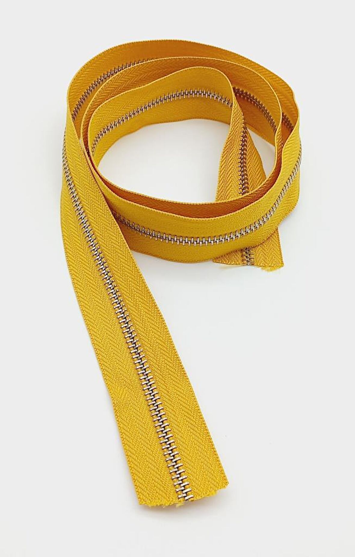 Ortası Gümüş Fermuar 100 Cm Hardal Renk